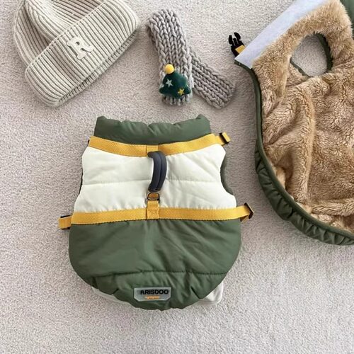 秋冬季狗狗保暖加厚中性风拼接撞色马甲中小型犬泰迪猫咪宠物衣服