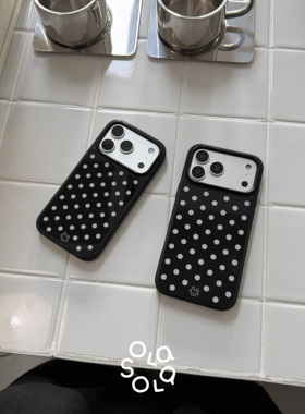 OLASOLA|原创黑白波点磁吸手机壳适用苹果iPhone17promax简约风日韩系16pro小众设计ins亮面高级感手机保护套