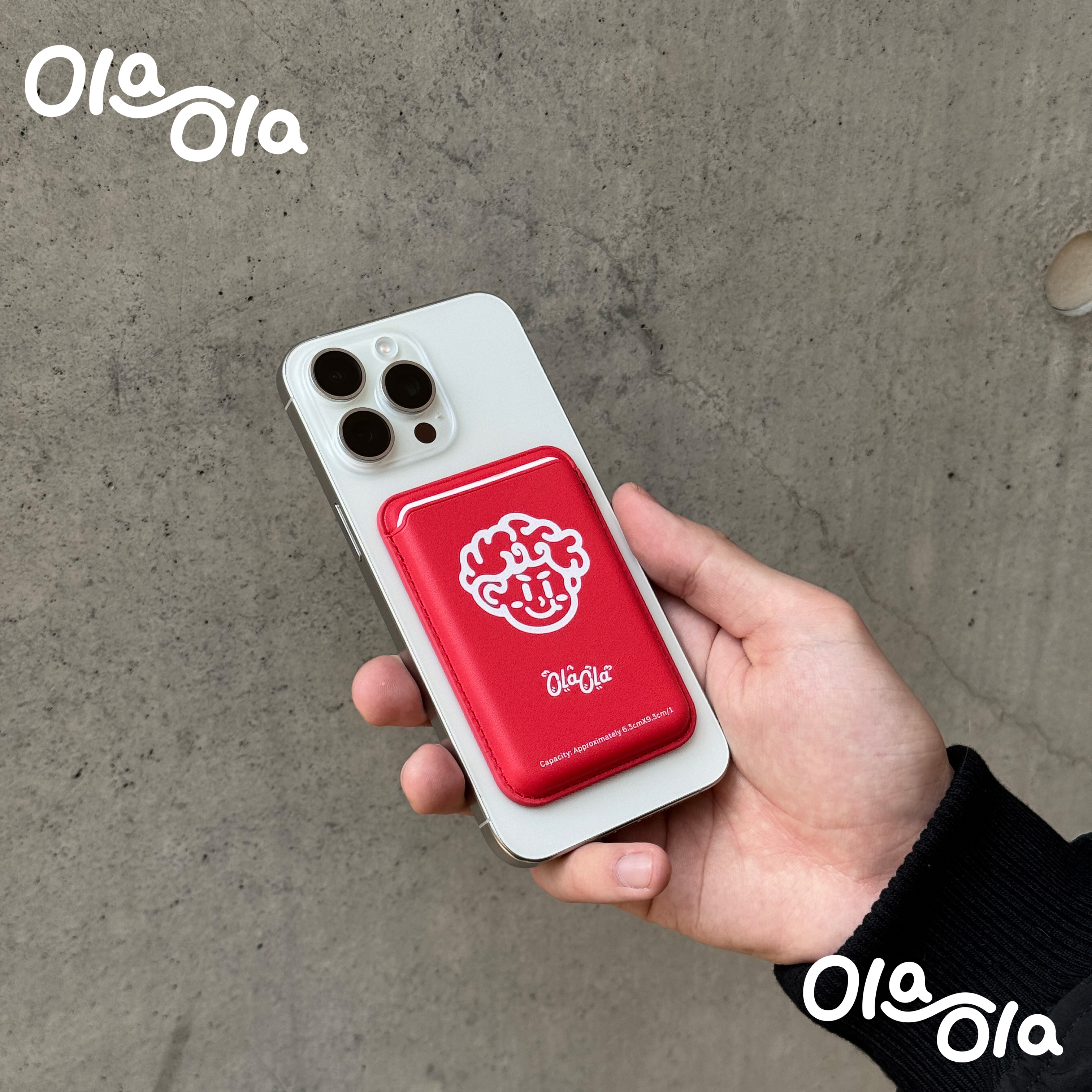 Ola ola | Adrian! Magsafe | 小天使pu皮质红色强磁吸iPhone卡包