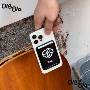 Ola Adrian Magsafe 天使pu皮质黑色强磁吸iPhone卡包套 ola