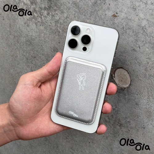 Ola ola|Angel Magsafe|原创天使pu皮质银色ins风高级感磁吸卡包