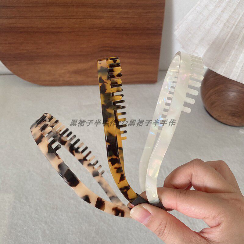 3色基础色真醋酸板材发箍带齿眼镜腿头扣不伤耳朵质感