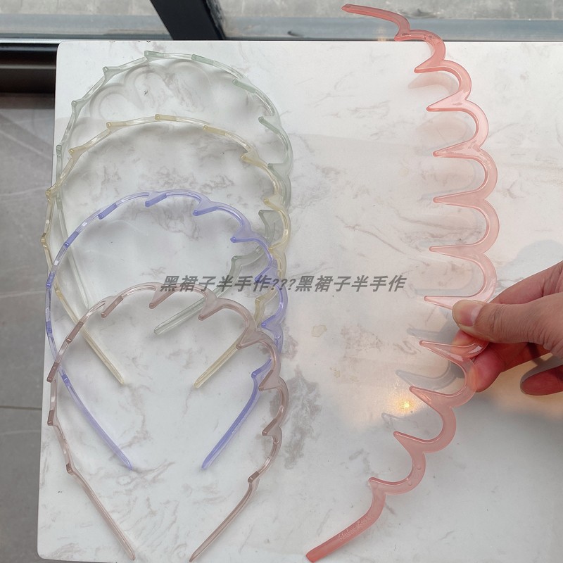 5色入~淡色系基础百搭提高颅顶发箍无教程版头扣浅色透色不易断款