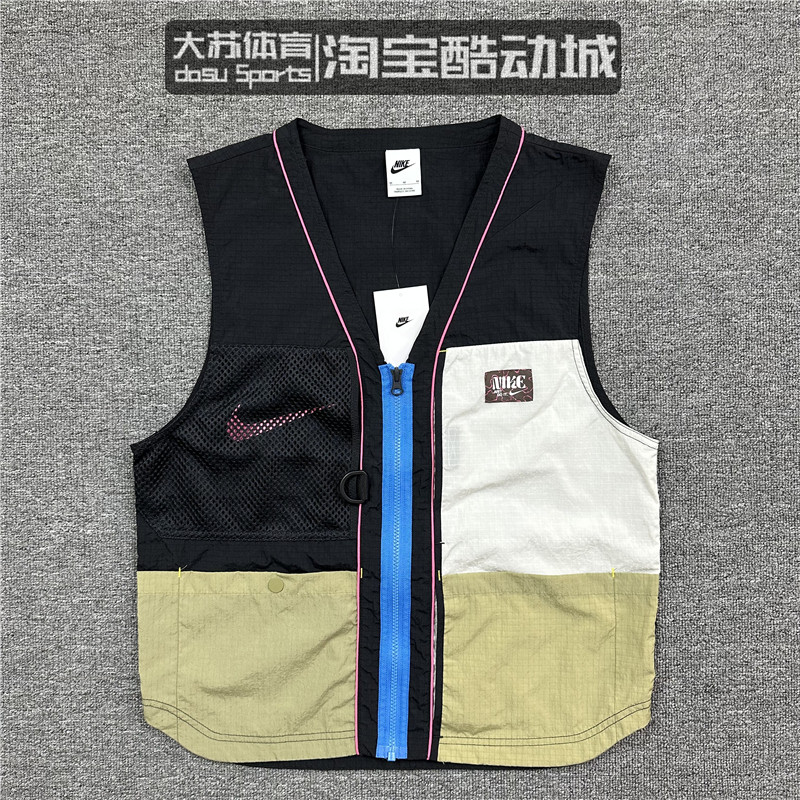 NIKE/耐克 男子运动休闲透气百搭拼接机能网眼马甲背心FJ7683-010