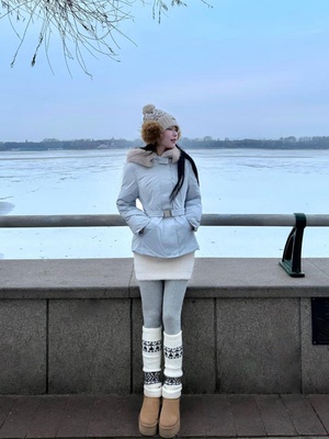 007冬季新款狐狸毛领滑雪服连帽防风保暖收腰外套显瘦羽绒服女