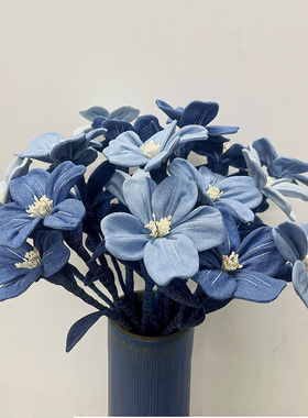 创意手工牛仔樱花布艺装饰插花工艺陈列品高端桌面原创花艺摆设