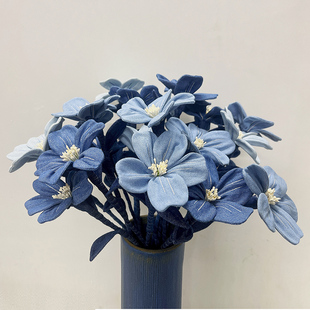 创意手工牛仔樱花布艺装饰插花工艺陈列品高端桌面原创花艺摆设