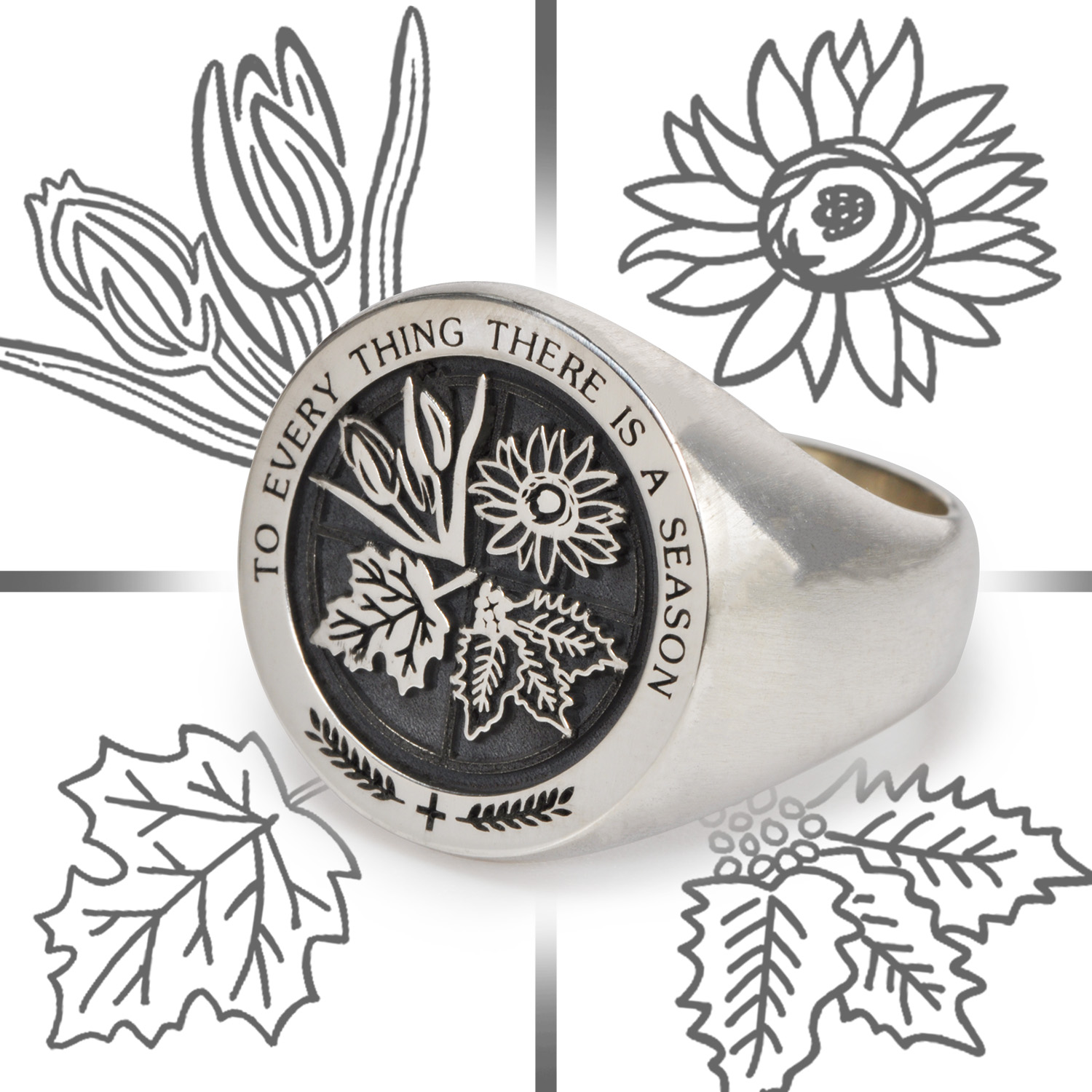 男女925银四季花卉十字架定制