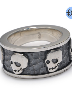 柒玥男925银复古双层转动指环