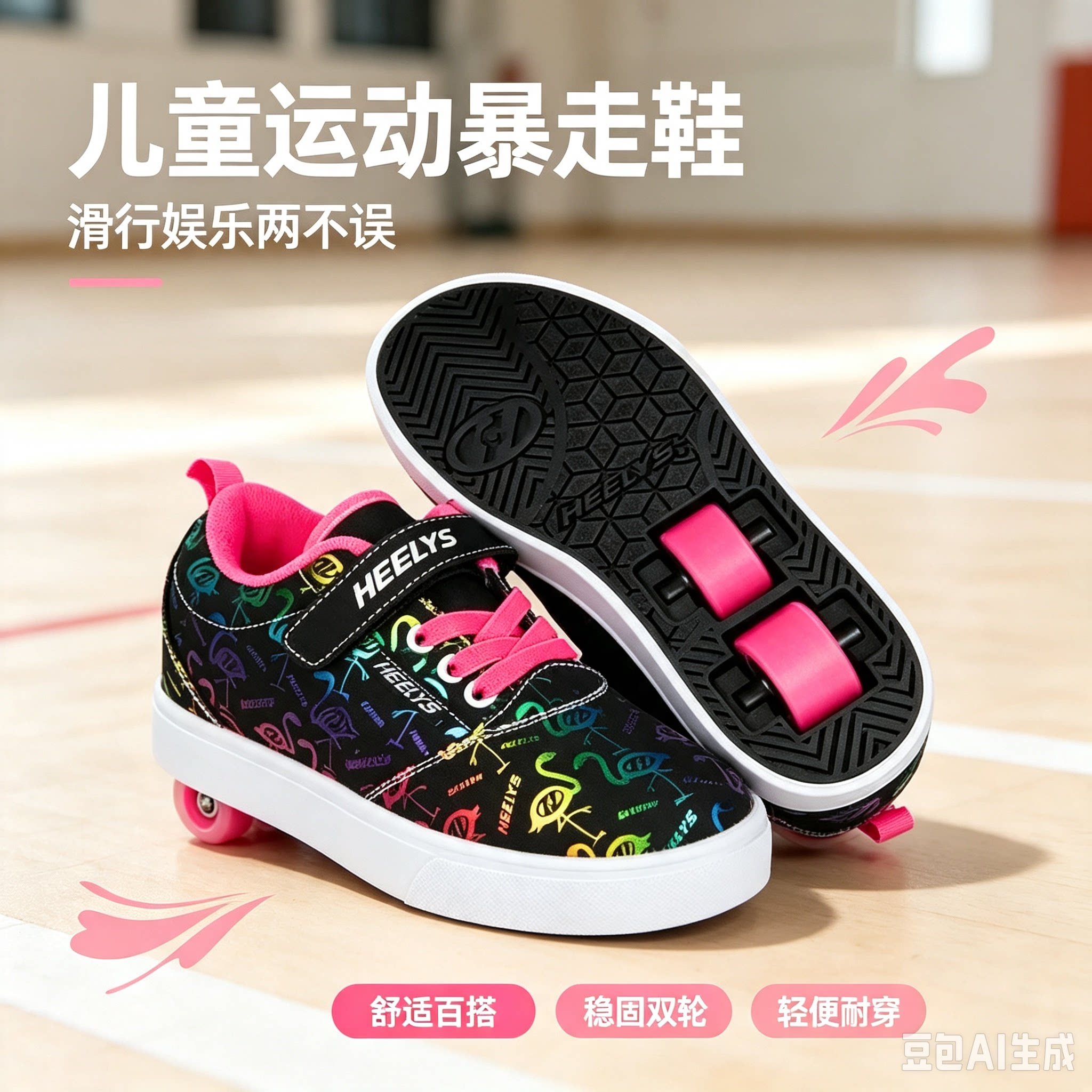 美国heelys暴走鞋女童2026新款双轮轮滑鞋儿童轮子鞋轮滑鞋秋款