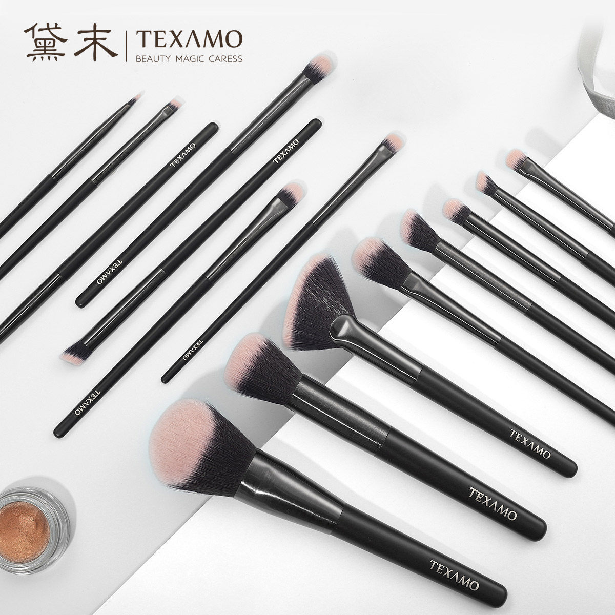 Texamo/黛末化妆刷套装黛尔石扇形高光腮红散粉刷软毛眼影眉毛刷
