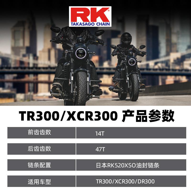 适用豪爵DR300/XCR300/TR300原厂前后牙盘大小链轮RK进口油封链条