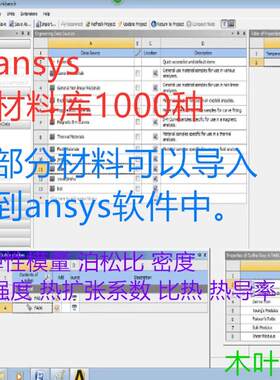 ANSYS Workbench材料库属性参数值/材料库直接导入ansys材料库