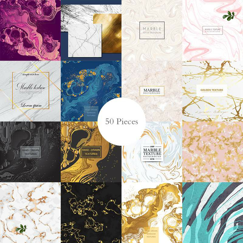 50款白色金色黑色纹路灰蓝色粉色大理石纹理大理石纹背景矢量素材