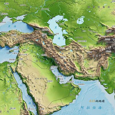 高清世界3D地形图 立体地形地图电子版 地理教学学习装饰画