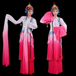 京剧水袖 戏服女花旦中国风梨园春百花争妍戏曲舞蹈服头饰青衣服装