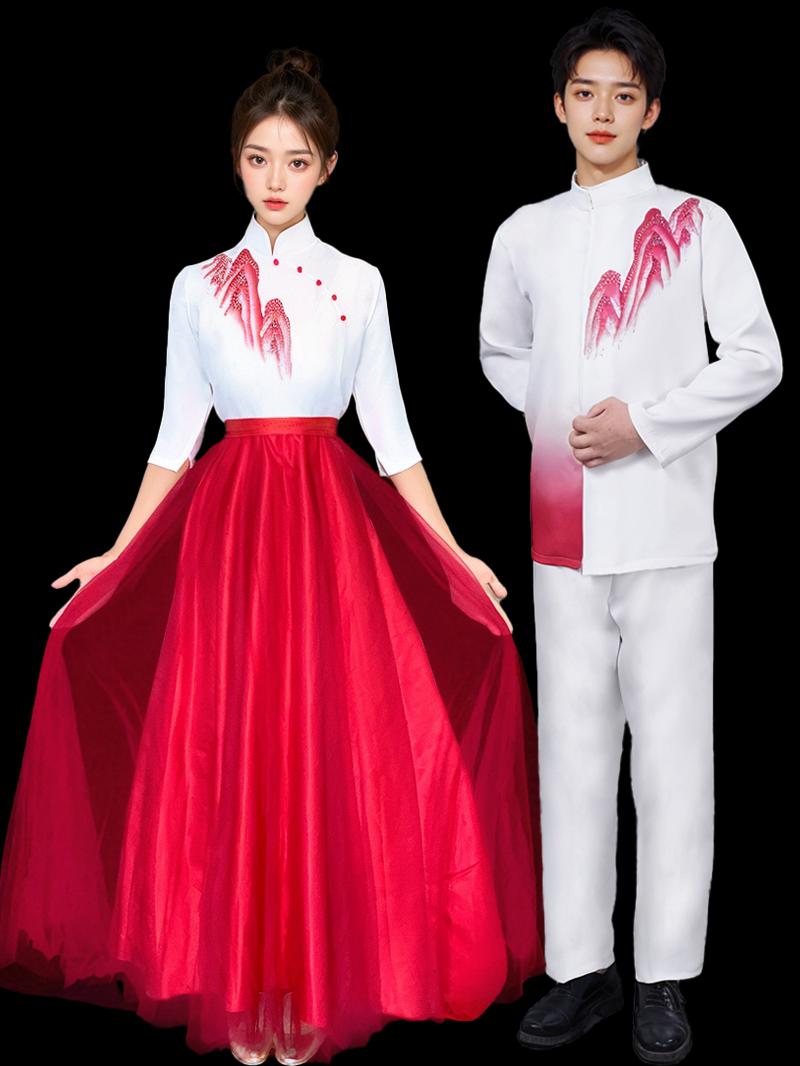 新款男女大合唱演出服学生红歌比赛诗歌朗诵舞台表演服主持人服装
