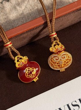 新中式古法金铜钱貔貅毛衣链