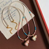 四叶草滴油葫芦国风精致毛衣链串珠长款 女百搭高级感气质项链拼色