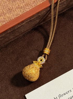 金色拉丝福袋项链女复古感毛衣链