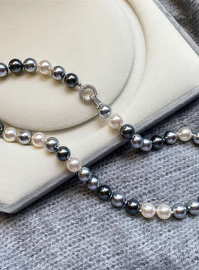 真多麻混彩s925银珍珠项链