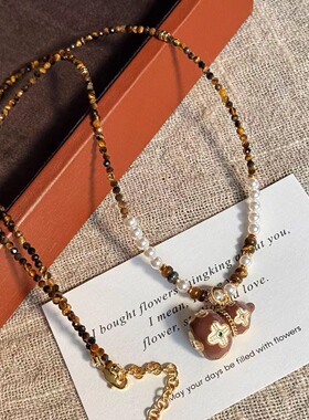 美拉德新中式虎眼石葫芦串珠项链