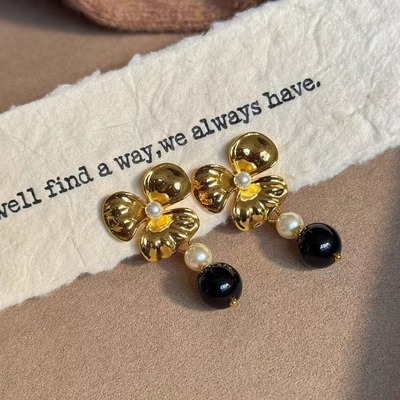 法式复古花朵耳环女气质小众