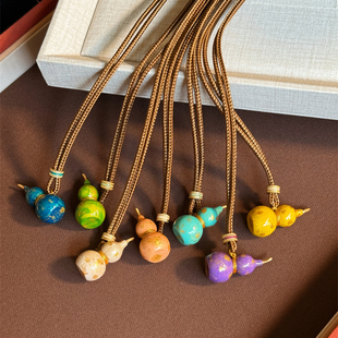 原创新款 高级感毛衣链女 彩色多巴胺滴油七子葫芦项链轻奢小众时尚