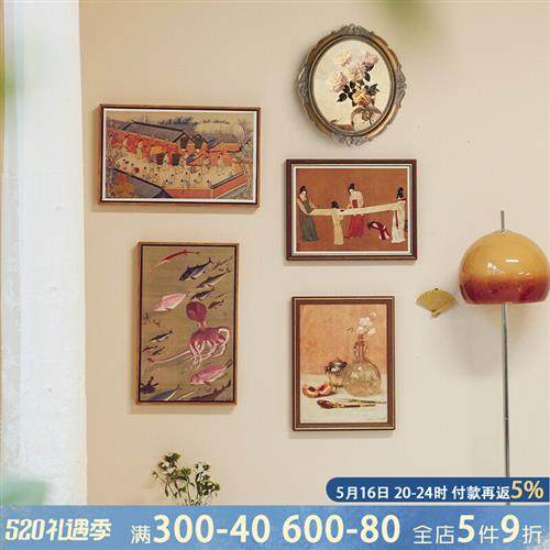 BB4C复古新中式艺术挂画红楼梦古典装饰画客厅餐厅中古壁