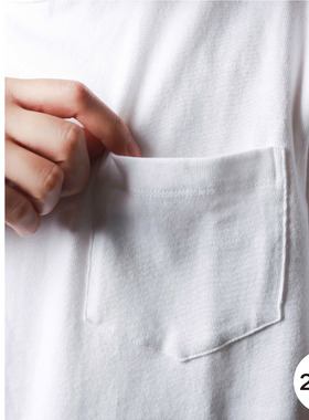 DZ  205g美式重磅精梳纯棉口袋圆领短袖白色T恤男女基础打底衫