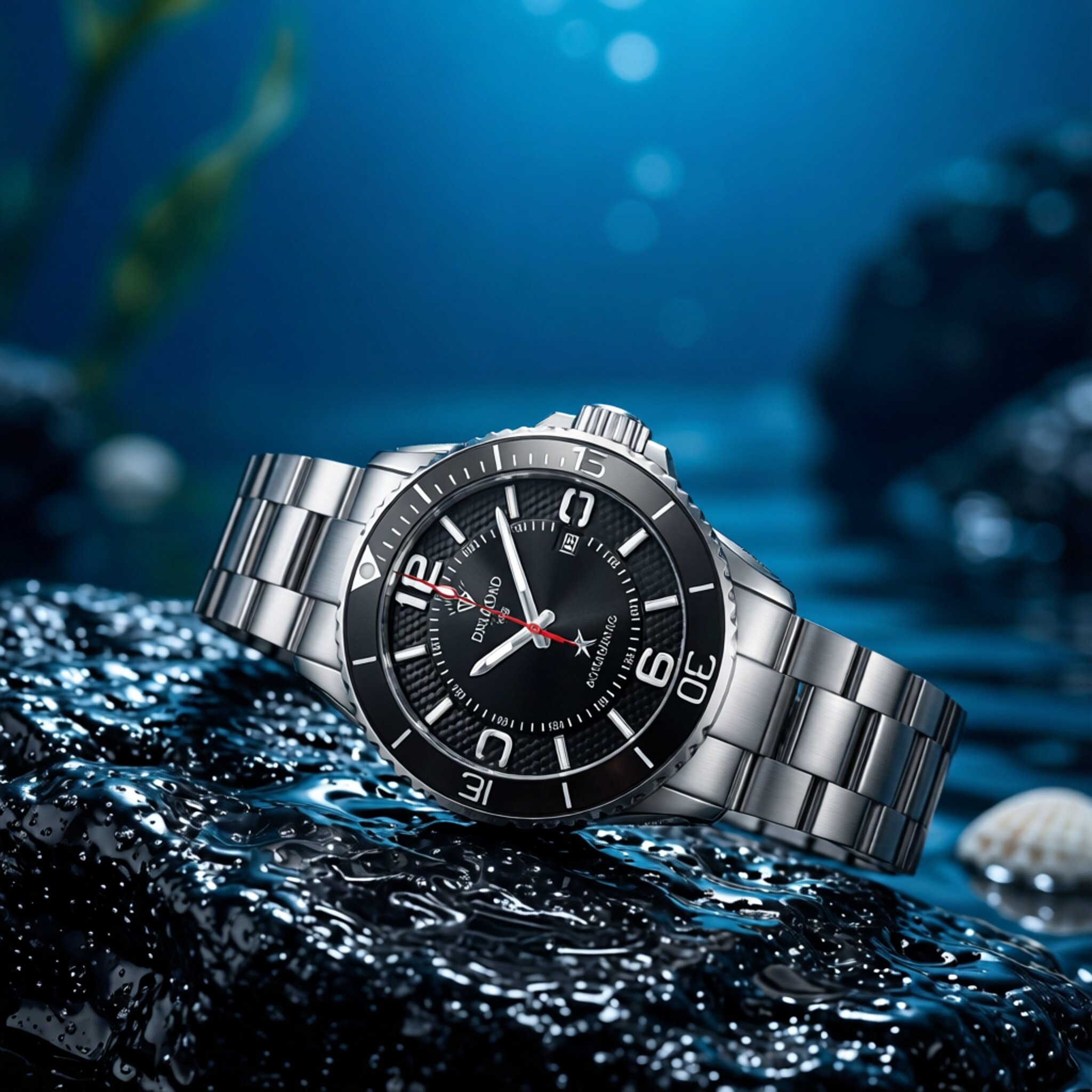 上海钻石牌手表自动机械表绿色水鬼男生手表时尚运动户外游泳手表