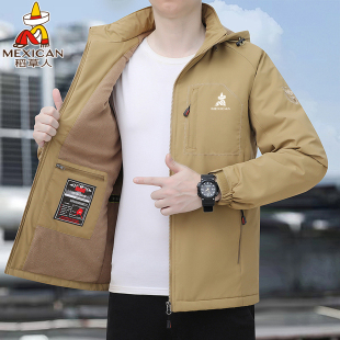 夹克 加绒加厚防风防水运动工装 稻草人冲锋衣男士 外套秋冬2025新款