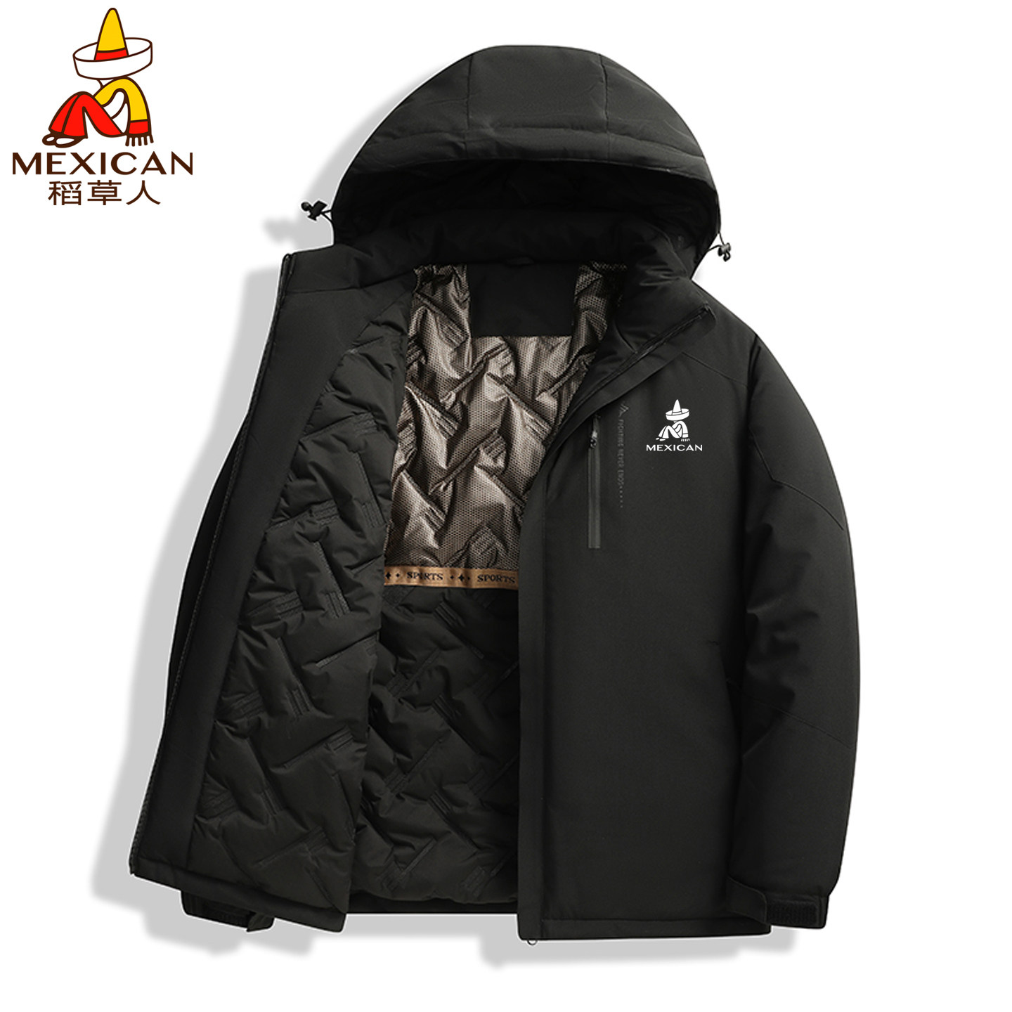 稻草人冲锋棉服外套男士秋冬季宽松加厚棉衣保暖连帽夹克上衣男装,男装,棉衣,淘宝优惠券,粉丝福利购,淘宝优惠卷