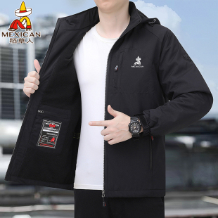 潮流百搭防风防水夹克 宽松外套工装 稻草人加绒冲锋棉衣男士 秋冬季