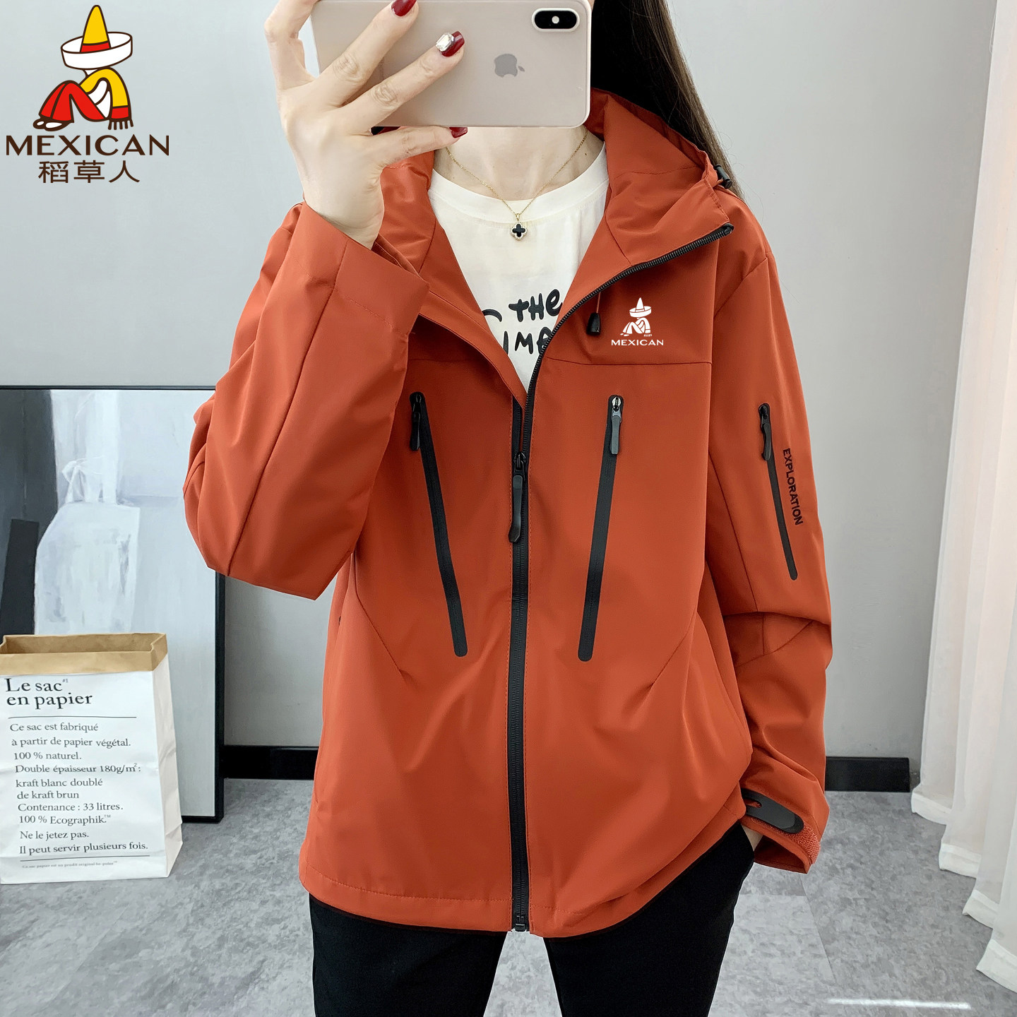 稻草人冲锋衣女防风防水夹克风衣
