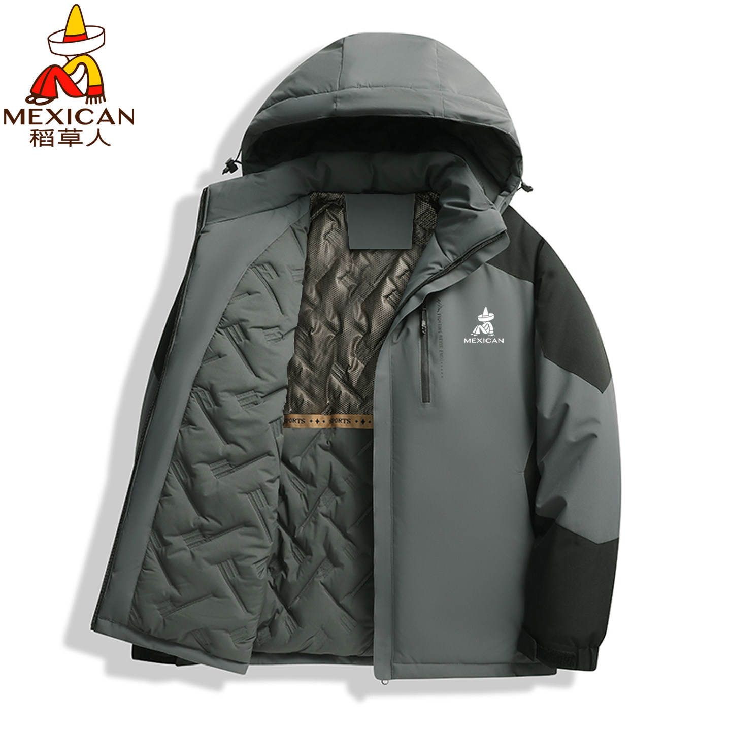 稻草人冲锋衣棉服外套男士秋冬季宽松加绒加厚棉衣服保暖夹克棉袄