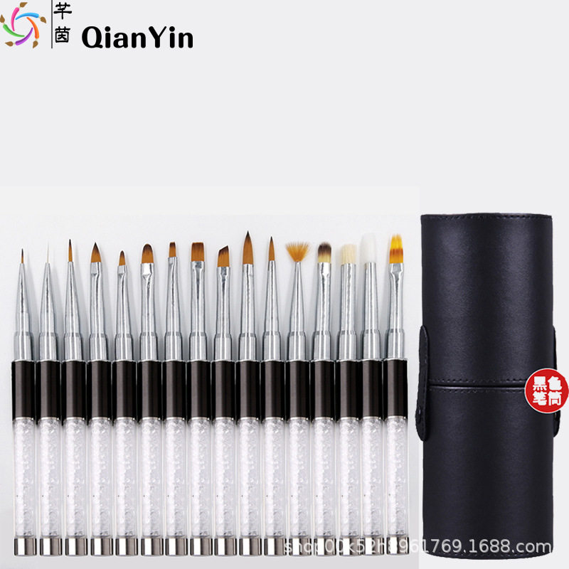 美甲笔刷套装工具拉线笔彩绘笔水晶笔光疗笔指甲笔貂毛水钻亚克力