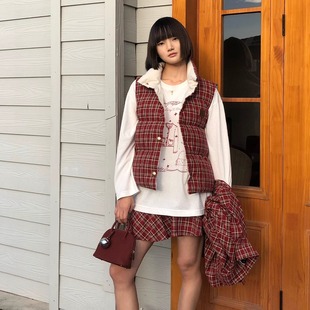 胶囊新款 ODTD25冬季 双面穿格纹90鹅绒羽绒马甲上衣 设计师女装