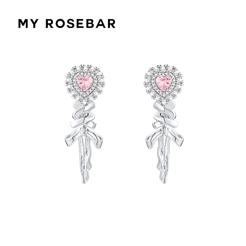 My Rosebar官方原创设计小众高级感Ribbon爱心丝带耳环耳坠耳饰女
