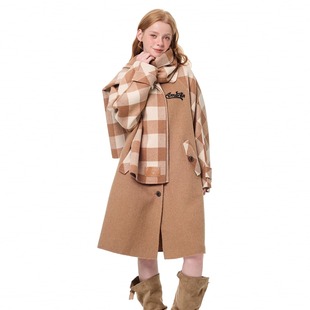 Martin 带围巾 2025AW 双面尼大衣 格子拼色长款 Andrea