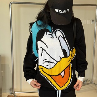 【5折清货】GCDS 新款唐老鸭LOGO针织高领宽松长袖毛衣