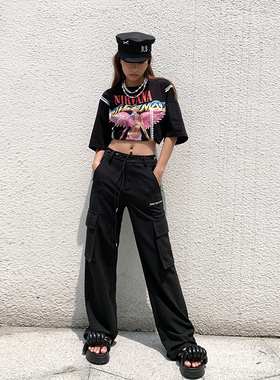 【清货折S】设计师LOST GENERAL黑色网眼工装夹克外套工装裤长裤