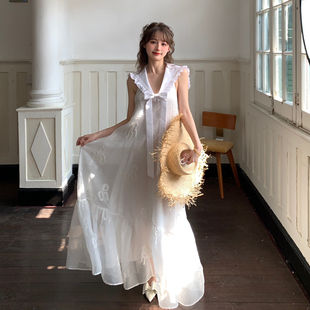 蝴蝶结提花海军领露背连衣裙 官方授权早春新款 ESTER HSU