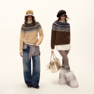 A字百褶裙裤 羊毛混纺圆领套头费尔岛提花毛衣 25AW新款 AsGony