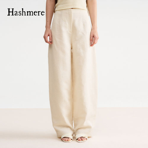 Hashmere 26SS 肌理棉感花瓣提花休闲长裤慵懒法式宽松香蕉裤