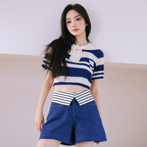 条纹设计师百搭deepmoss