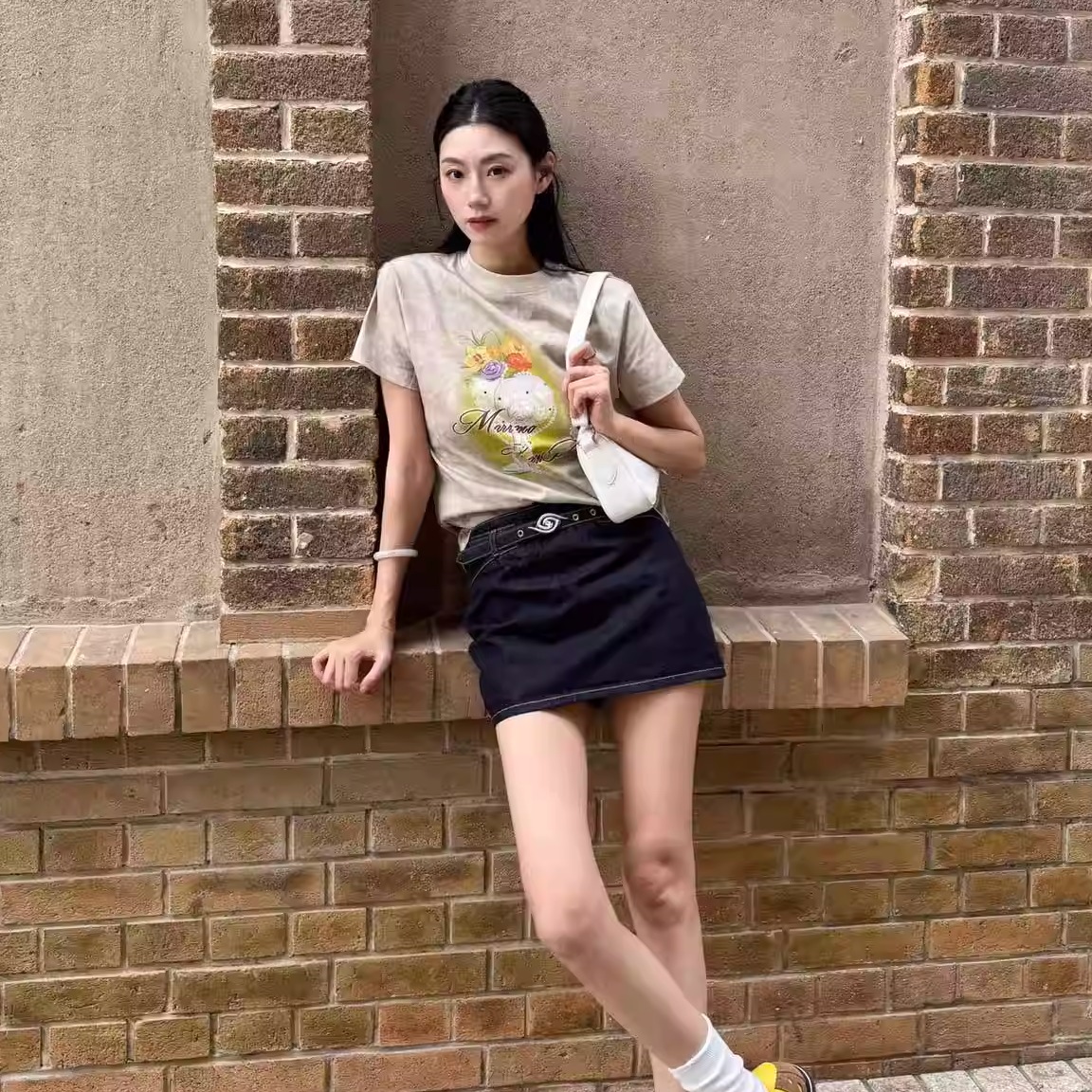 MARRMO马髦 MARRMO腰带牛仔半裙