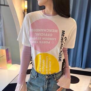 【4折】Ports1961宝姿春夏几何图案字母拼色T恤