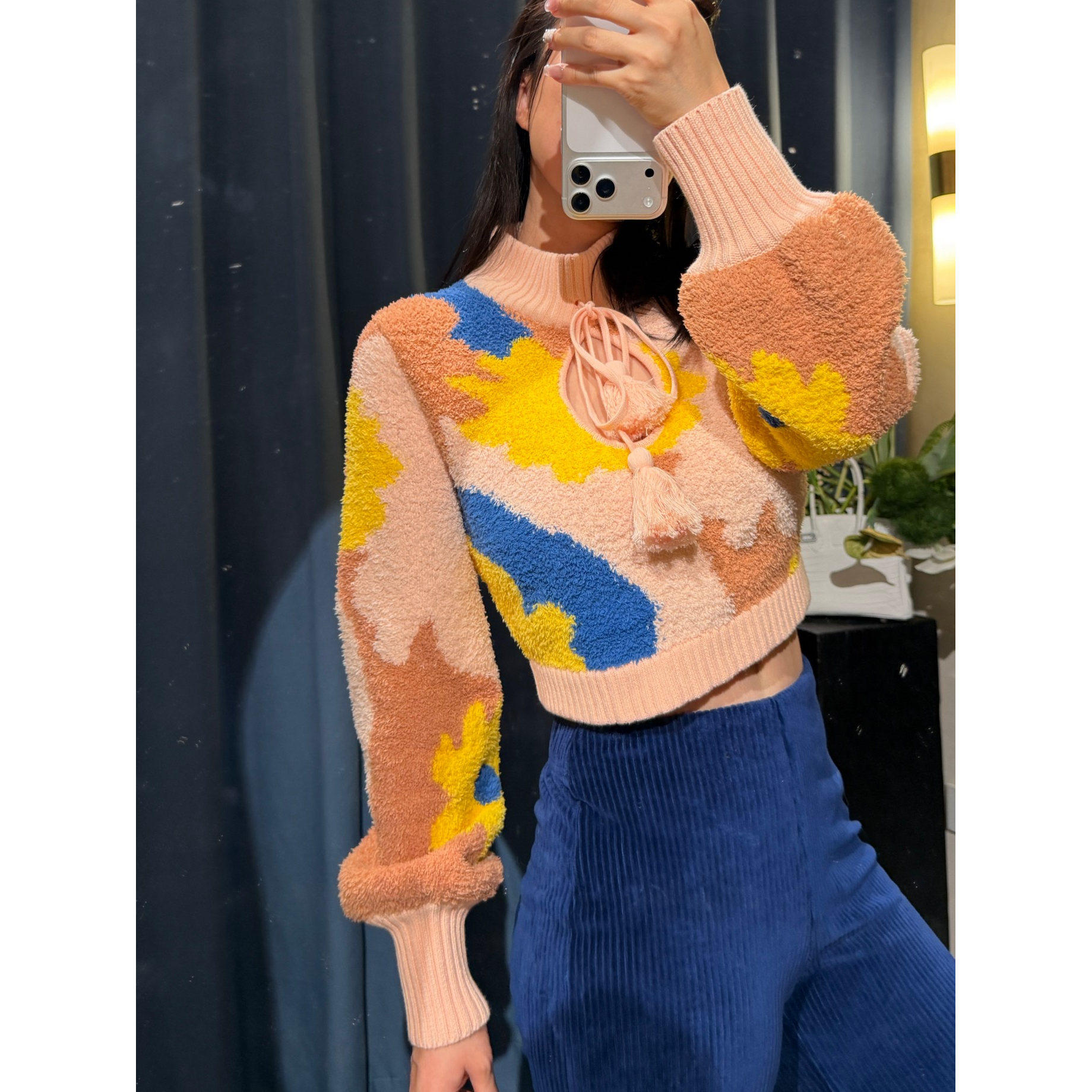 【清货折10】Alice mccall泡泡袖圆领甜美宽松绑带上衣