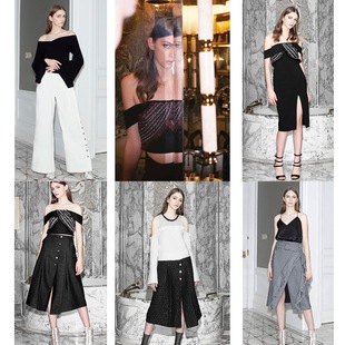 美国小众设计师品牌一字肩上衣牛仔长裙白色西裤 N12H 清货折